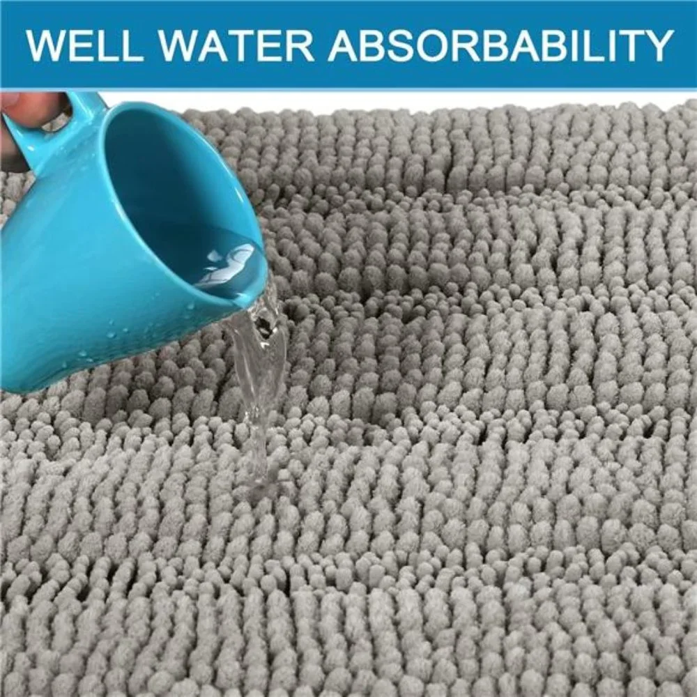 Bathroom Rugs Sets 2 Piece Bath Mat,Non Slip Thick Shaggy Chenille Bathroom Rugs